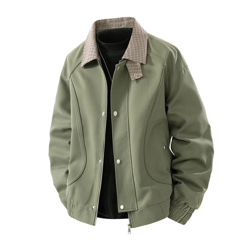 Herren Leichter Canvas-Blouson mit Karokragen, Reißverschluss- und Druckknopfleiste Nord Taschen
