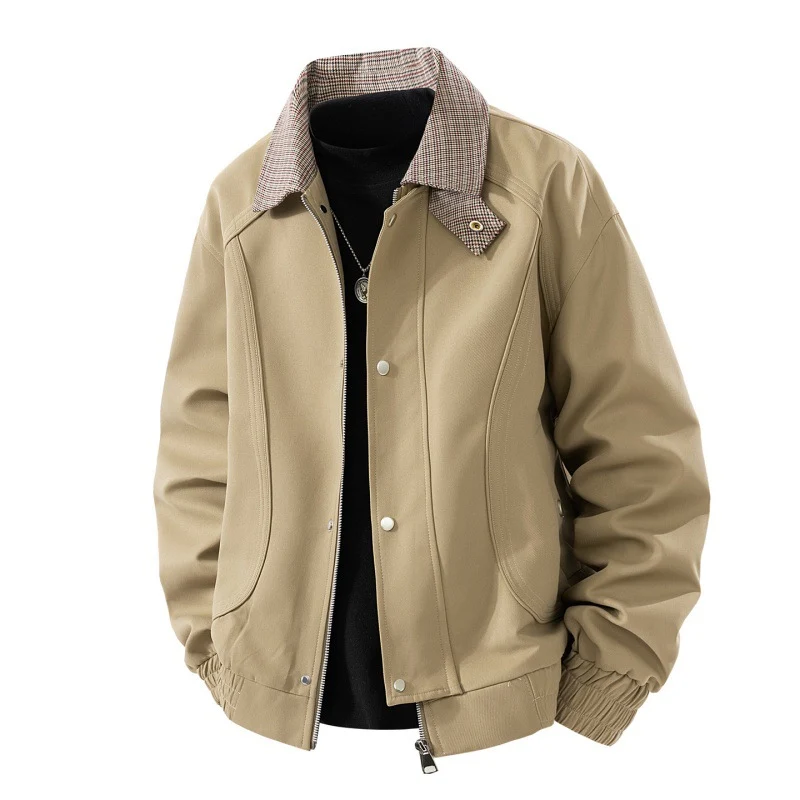 Herren Leichter Canvas-Blouson mit Karokragen, Reißverschluss- und Druckknopfleiste Nord Taschen
