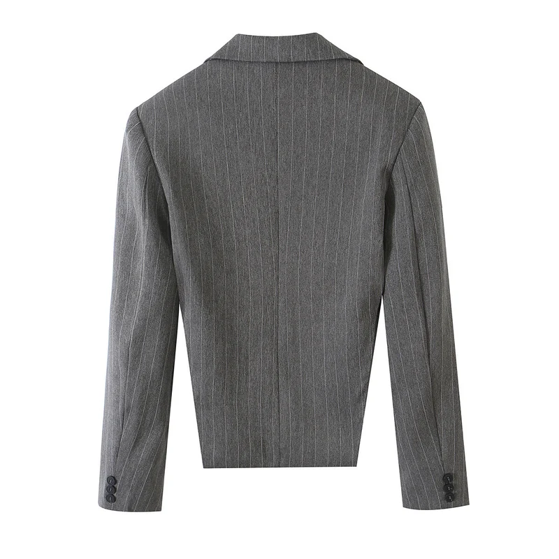 Damen Kurzgeschnittener Nadelstreifen-Blazer mit seitlichen Cut-Outs und Schnürdetail Nord Taschen