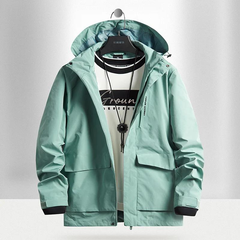 Herren wasserdichte Stadt-Outdoorjacke mit Kapuze, verdecktem Reißverschluss und Cargo-Taschen Nord Taschen