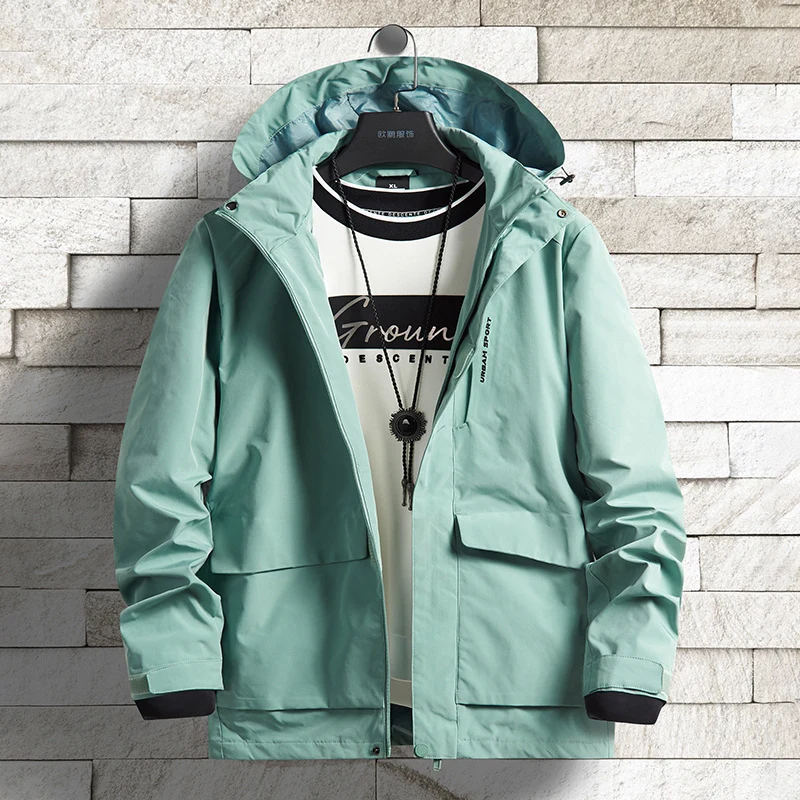 Herren wasserdichte Stadt-Outdoorjacke mit Kapuze, verdecktem Reißverschluss und Cargo-Taschen Nord Taschen