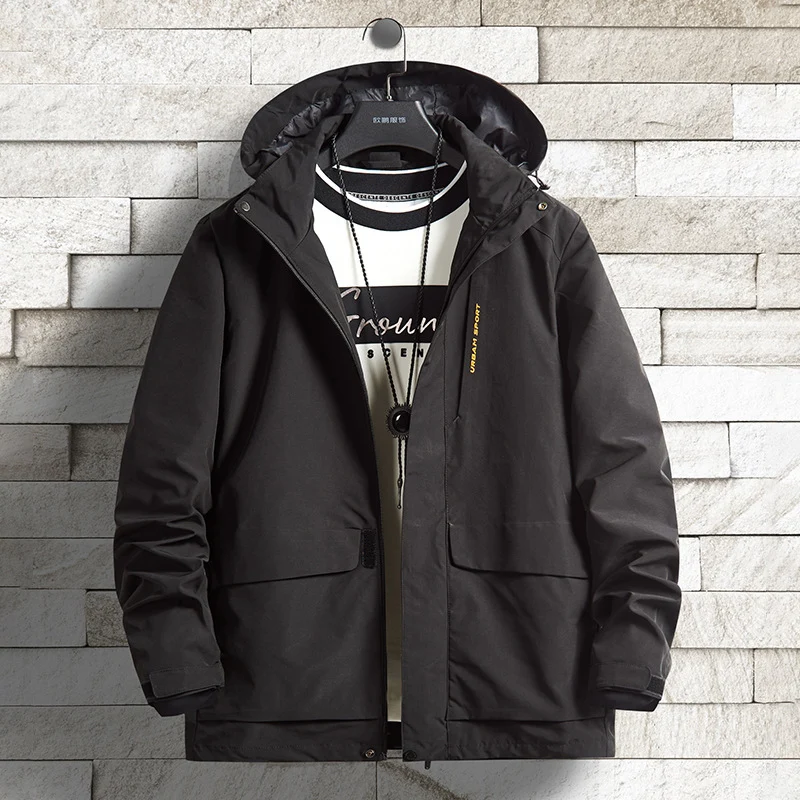 Herren wasserdichte Stadt-Outdoorjacke mit Kapuze, verdecktem Reißverschluss und Cargo-Taschen Nord Taschen