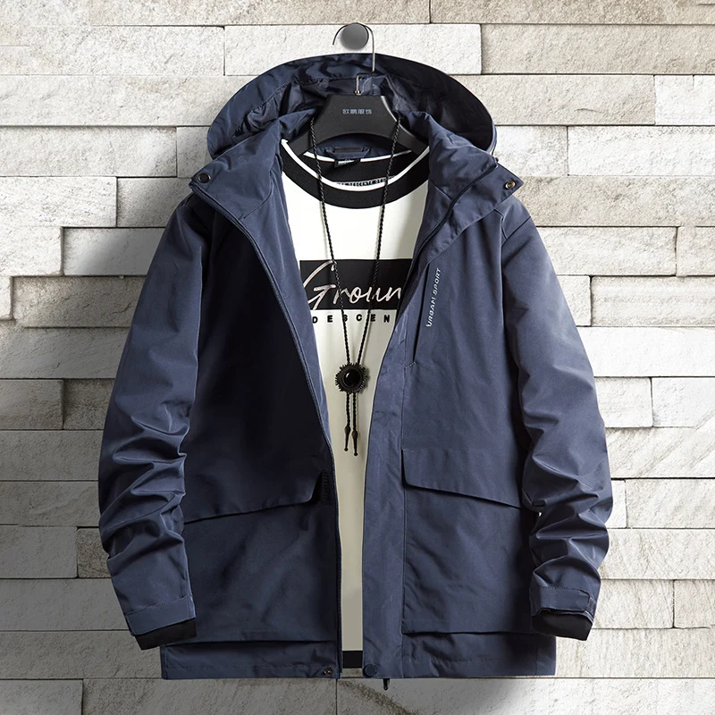 Herren wasserdichte Stadt-Outdoorjacke mit Kapuze, verdecktem Reißverschluss und Cargo-Taschen Nord Taschen