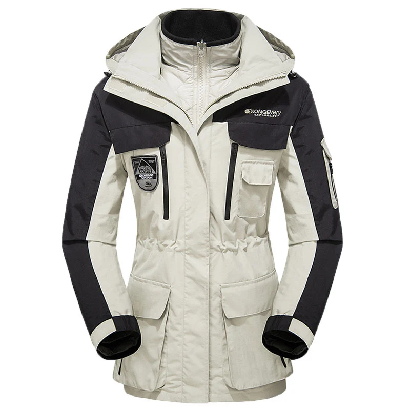 Herren wasserdichte atmungsaktive dreiteilige Outdoor-Expeditionsjacke mit Kapuze und Mehrzwecktaschen Nord Taschen
