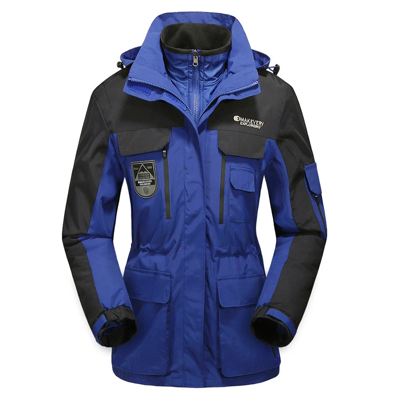 Herren wasserdichte atmungsaktive dreiteilige Outdoor-Expeditionsjacke mit Kapuze und Mehrzwecktaschen Nord Taschen