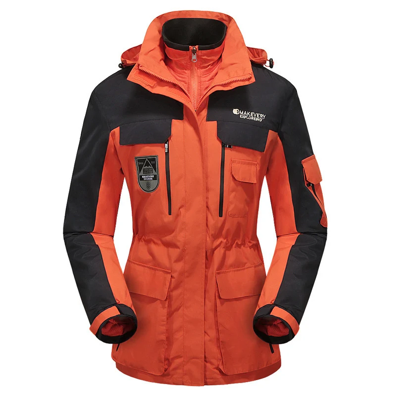 Herren wasserdichte atmungsaktive dreiteilige Outdoor-Expeditionsjacke mit Kapuze und Mehrzwecktaschen Nord Taschen