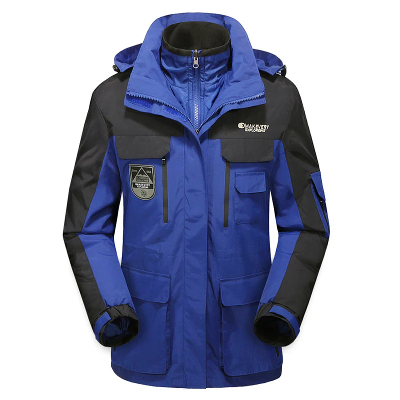 Herren wasserdichte atmungsaktive dreiteilige Outdoor-Expeditionsjacke mit Kapuze und Mehrzwecktaschen Nord Taschen