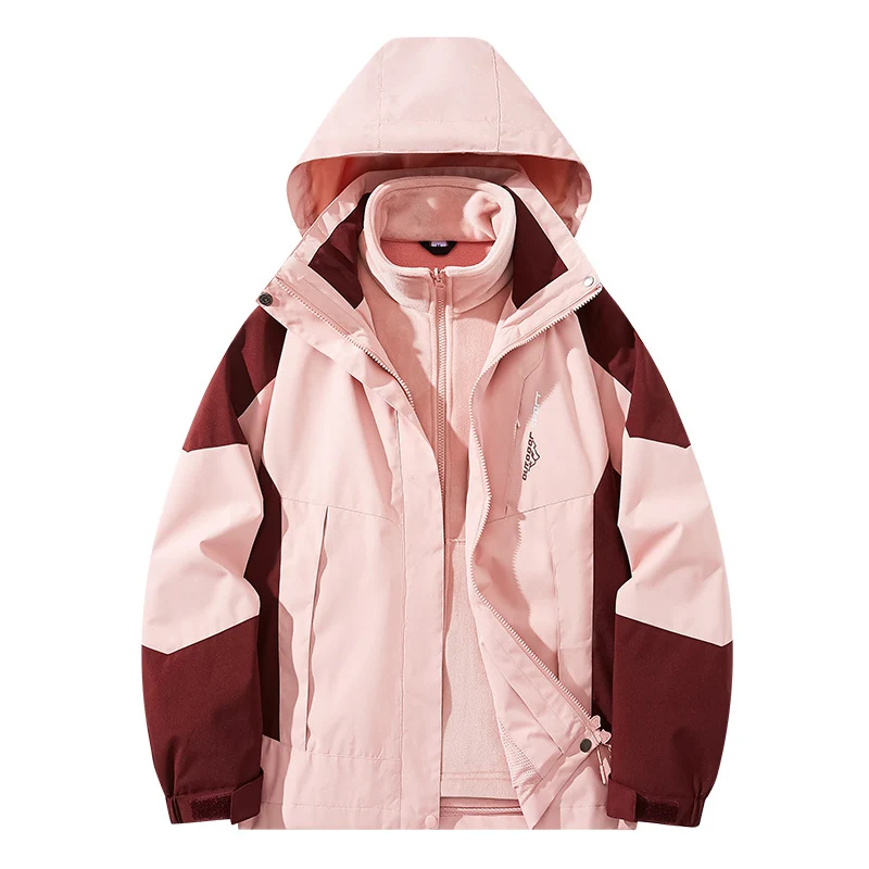 Herren Wasserabweisende zweilagige Trekkingjacke mit abnehmbarer Fleece-Innenjacke und Kapuze Nord Taschen