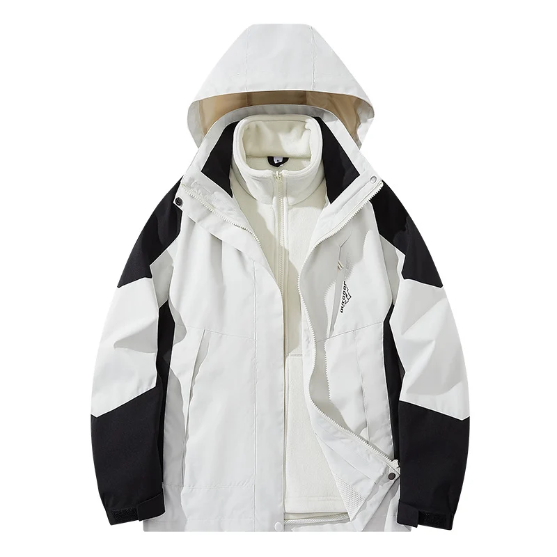 Herren Wasserabweisende zweilagige Trekkingjacke mit abnehmbarer Fleece-Innenjacke und Kapuze Nord Taschen