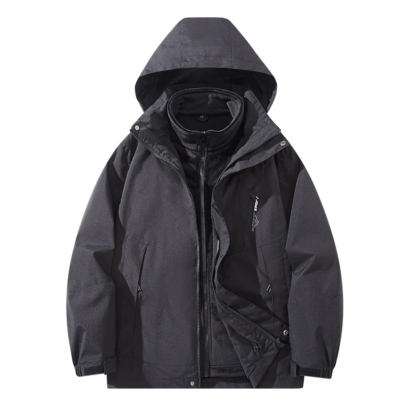 Herren Wasserabweisende zweilagige Trekkingjacke mit abnehmbarer Fleece-Innenjacke und Kapuze Nord Taschen