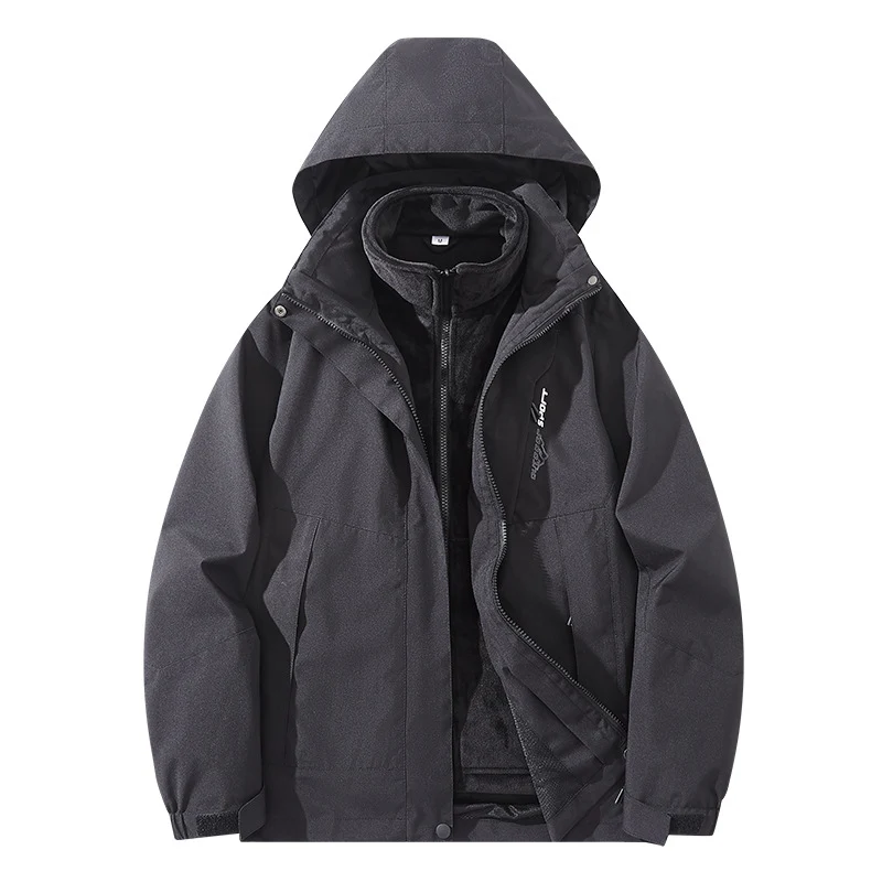 Herren Wasserabweisende zweilagige Trekkingjacke mit abnehmbarer Fleece-Innenjacke und Kapuze Nord Taschen