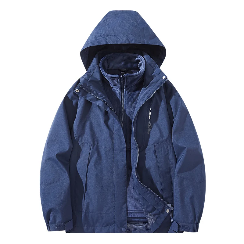 Herren Wasserabweisende zweilagige Trekkingjacke mit abnehmbarer Fleece-Innenjacke und Kapuze Nord Taschen