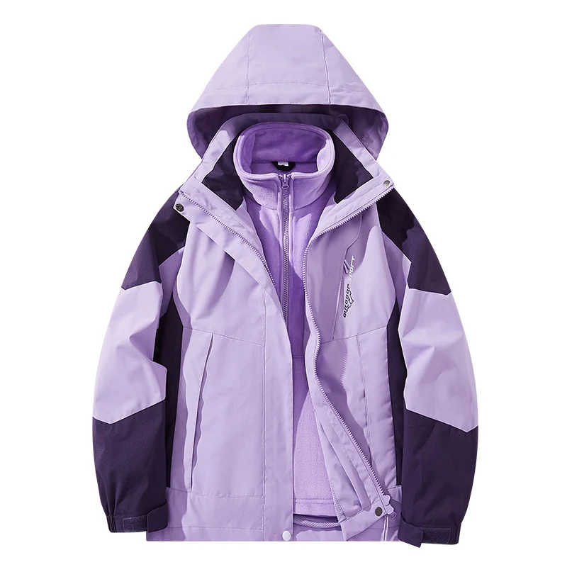 Herren Wasserabweisende zweilagige Trekkingjacke mit abnehmbarer Fleece-Innenjacke und Kapuze Nord Taschen