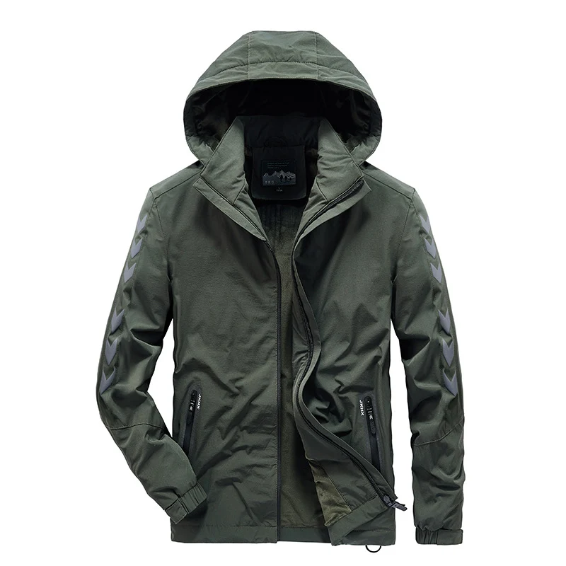 Herren wasserabweisende Softshelljacke mit Kapuze, reflektierenden Chevron-Streifen und Reißverschlusstaschen Nord Taschen