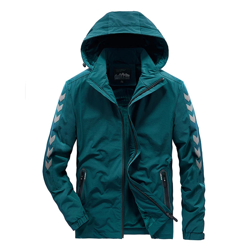 Herren wasserabweisende Softshelljacke mit Kapuze, reflektierenden Chevron-Streifen und Reißverschlusstaschen Nord Taschen