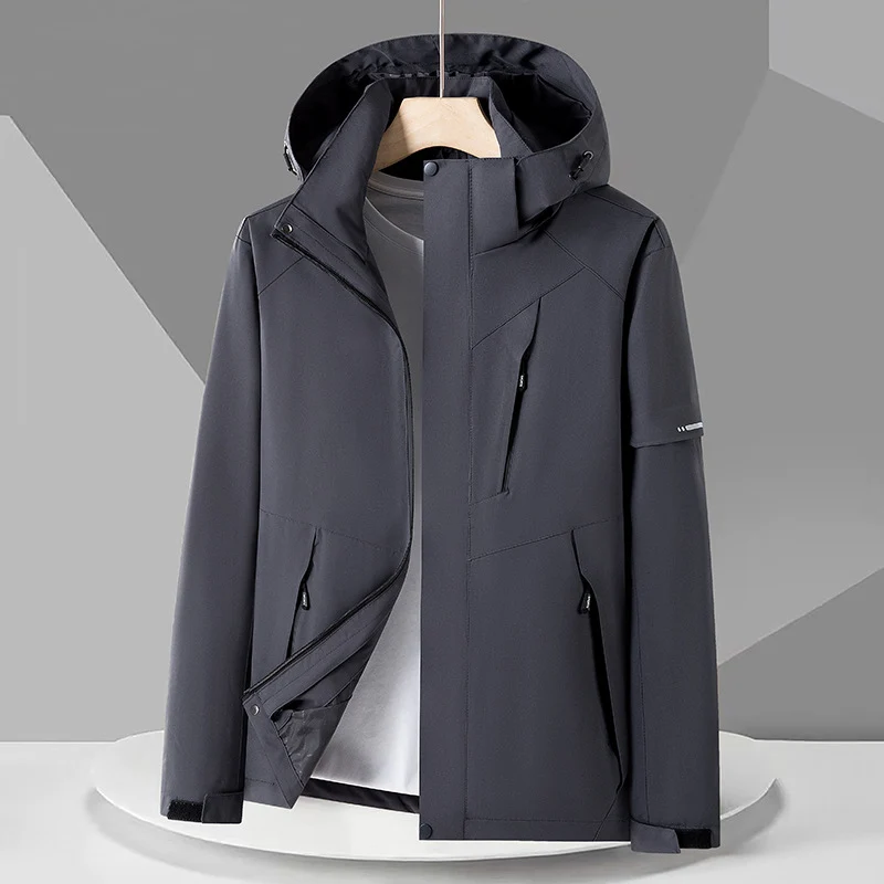 Herren Wasserabweisende Softshell-Outdoorjacke mit Kapuze, mehrere Reißverschlusstaschen und kontrastierenden Paneelen Nord Taschen