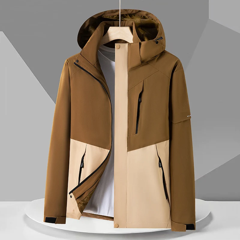 Herren Wasserabweisende Softshell-Outdoorjacke mit Kapuze, mehrere Reißverschlusstaschen und kontrastierenden Paneelen Nord Taschen