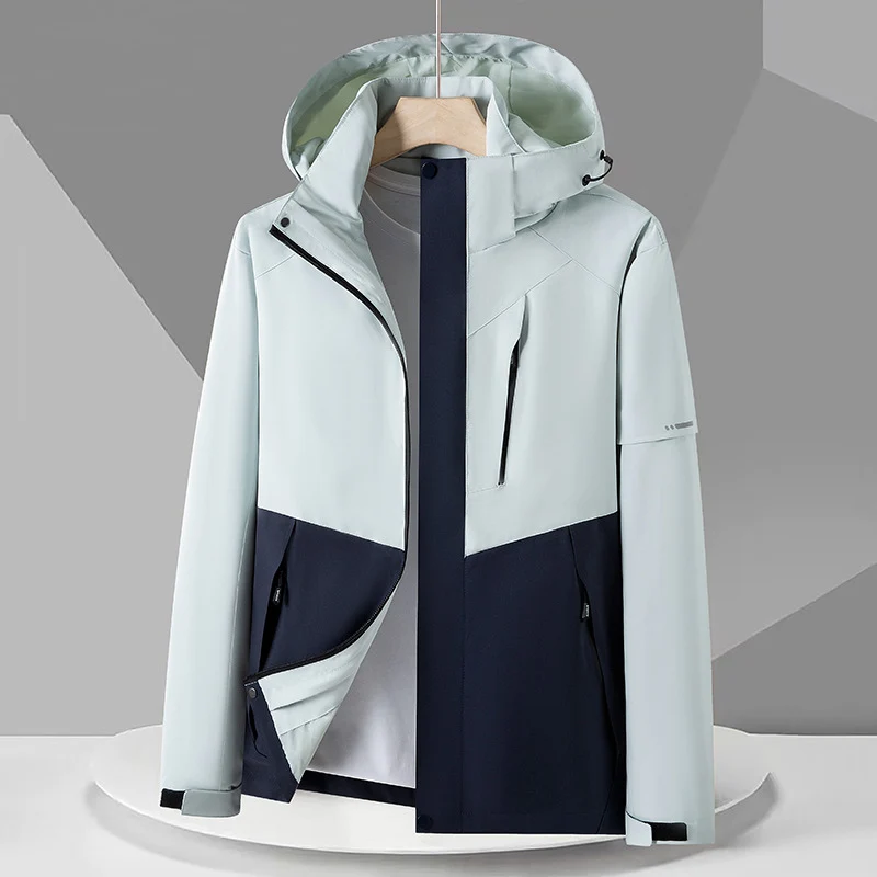Herren Wasserabweisende Softshell-Outdoorjacke mit Kapuze, mehrere Reißverschlusstaschen und kontrastierenden Paneelen Nord Taschen