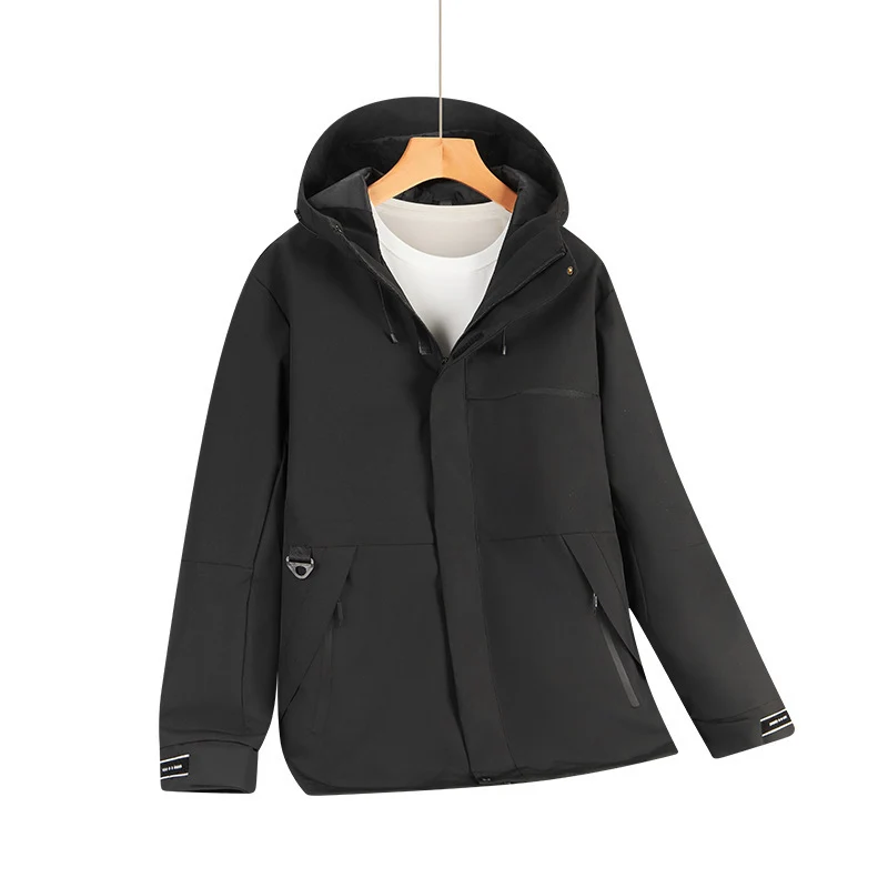 Herren Wasserabweisende Softshell-Kapuzenjacke mit verdeckten Reißverschlüssen und urbanem Schnitt Nord Taschen