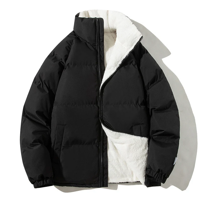 Damen Oversize-Pufferjacke mit Teddyfutter, Stehkragen und Eingrifftaschen Nord Taschen