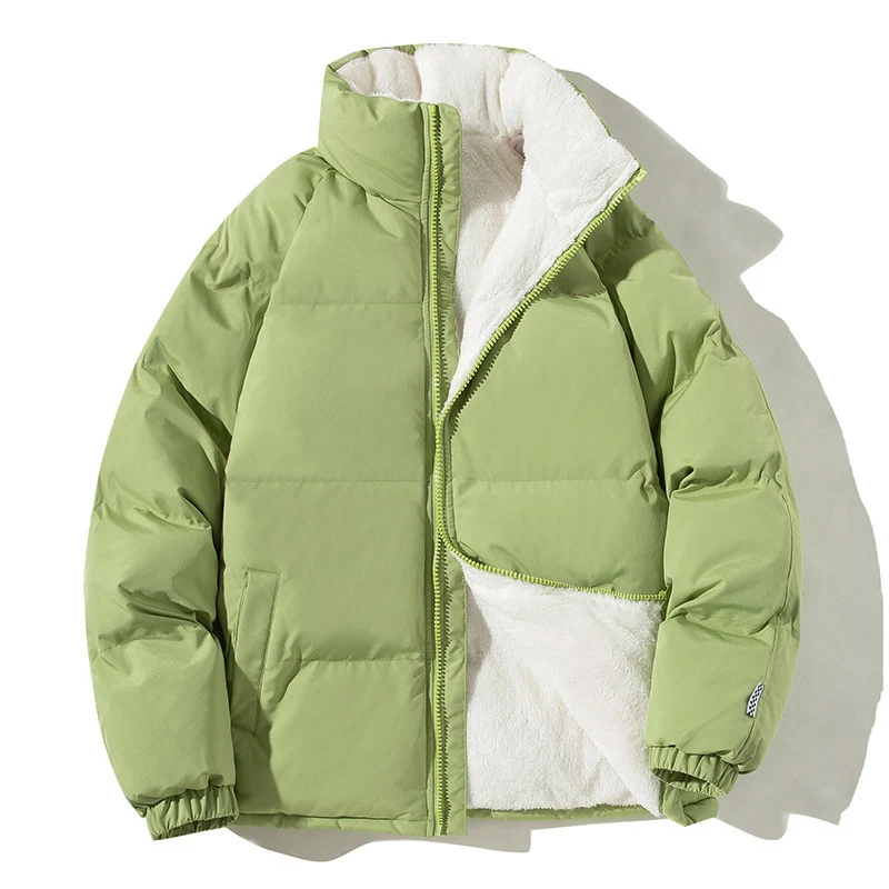 Damen Oversize-Pufferjacke mit Teddyfutter, Stehkragen und Eingrifftaschen Nord Taschen