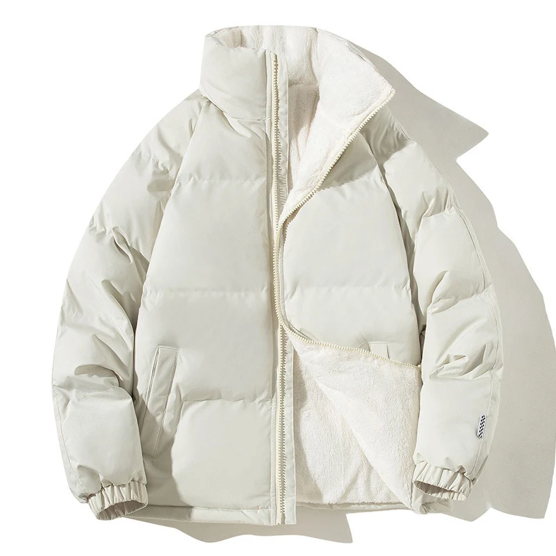 Damen Oversize-Pufferjacke mit Teddyfutter, Stehkragen und Eingrifftaschen Nord Taschen
