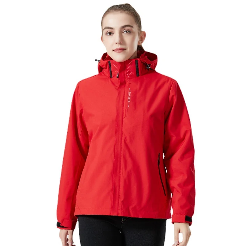 Damen leichte wasserabweisende Freizeit-Outdoorjacke mit verstellbarer Kapuze und verdecktem Reißverschluss Nord Taschen