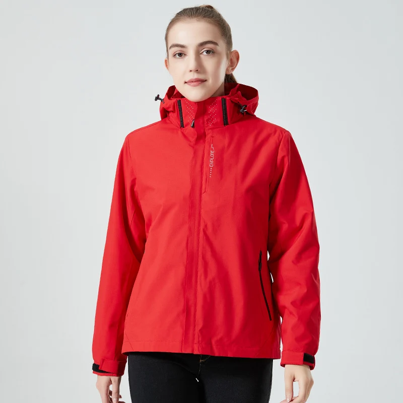 Damen leichte wasserabweisende Freizeit-Outdoorjacke mit verstellbarer Kapuze und verdecktem Reißverschluss Nord Taschen