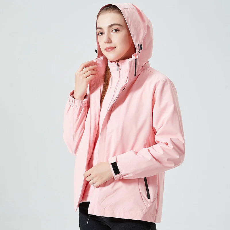 Damen leichte wasserabweisende Freizeit-Outdoorjacke mit verstellbarer Kapuze und verdecktem Reißverschluss Nord Taschen