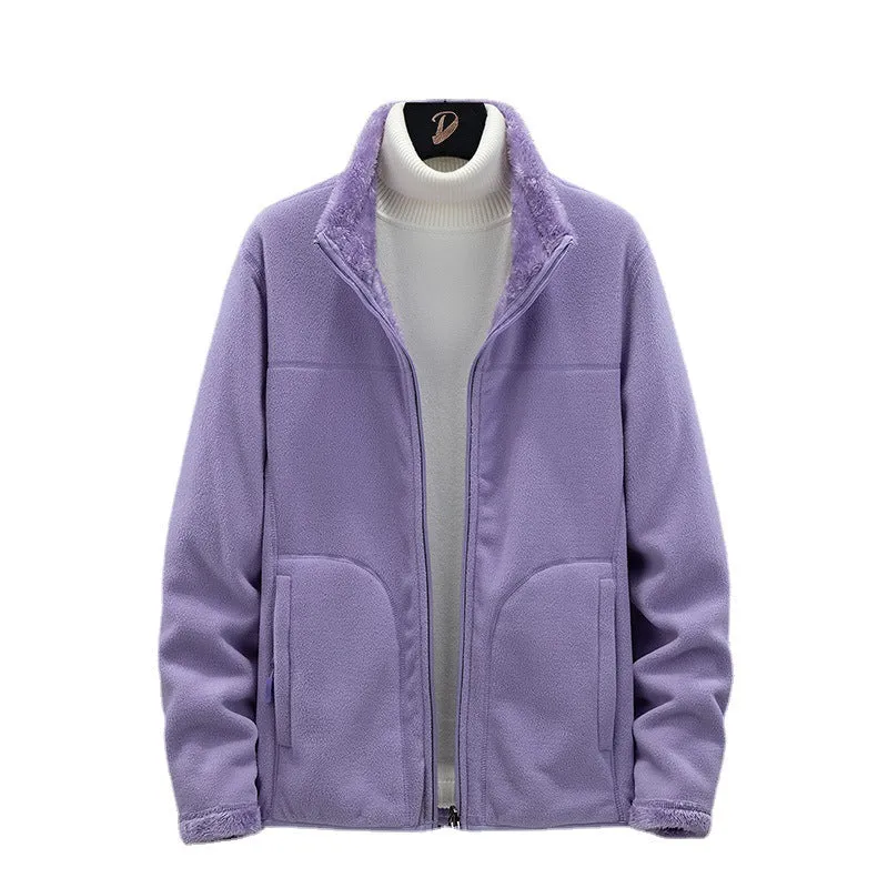 Damen Kuschelige Fleecejacke mit Teddyfutter, Stehkragen und Zwei Reißverschlusstaschen Nord Taschen
