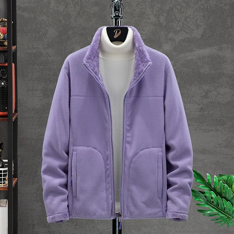 Damen Kuschelige Fleecejacke mit Teddyfutter, Stehkragen und Zwei Reißverschlusstaschen Nord Taschen