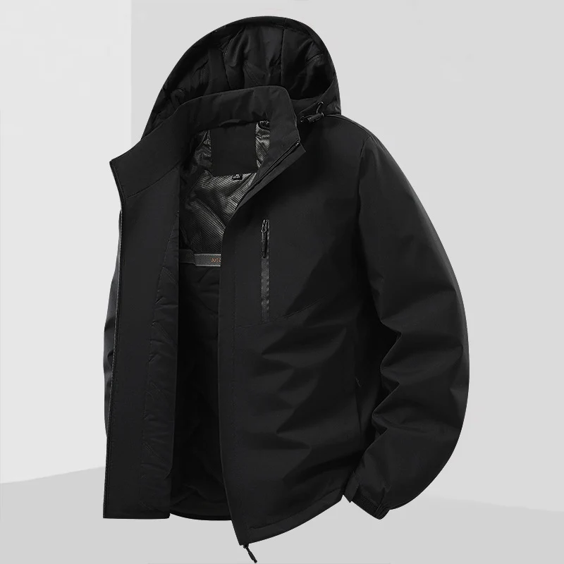 Herren Leichte isolierte Hybrid-Outdoorjacke mit Thermofutter, Kapuze und wasserdichten Reißverschlüssen Nord Taschen