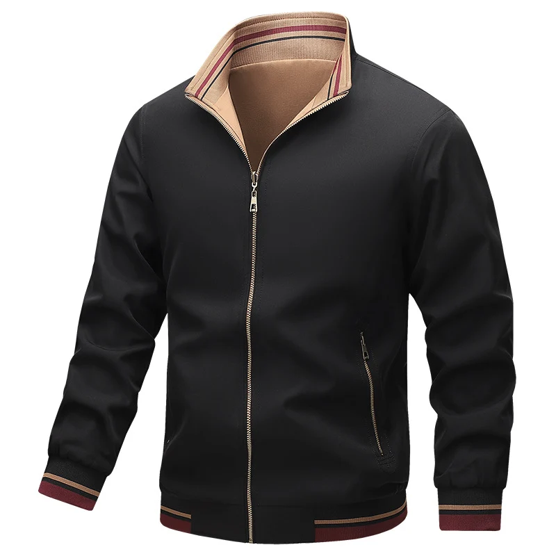Herren Leichte Harringtonjacke mit Stehkragen, Reißverschluss und Kontrastbündchen Nord Taschen