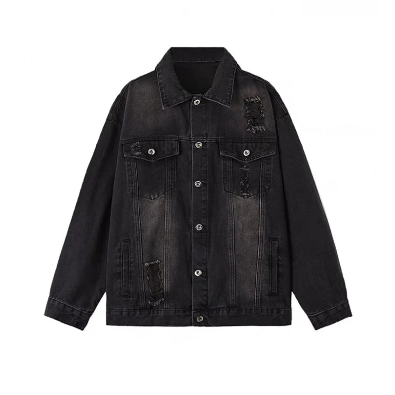 Unisex Vintage-Style Denim-Worker-Jacke mit Repair-Details und geradem Schnitt Nord Taschen