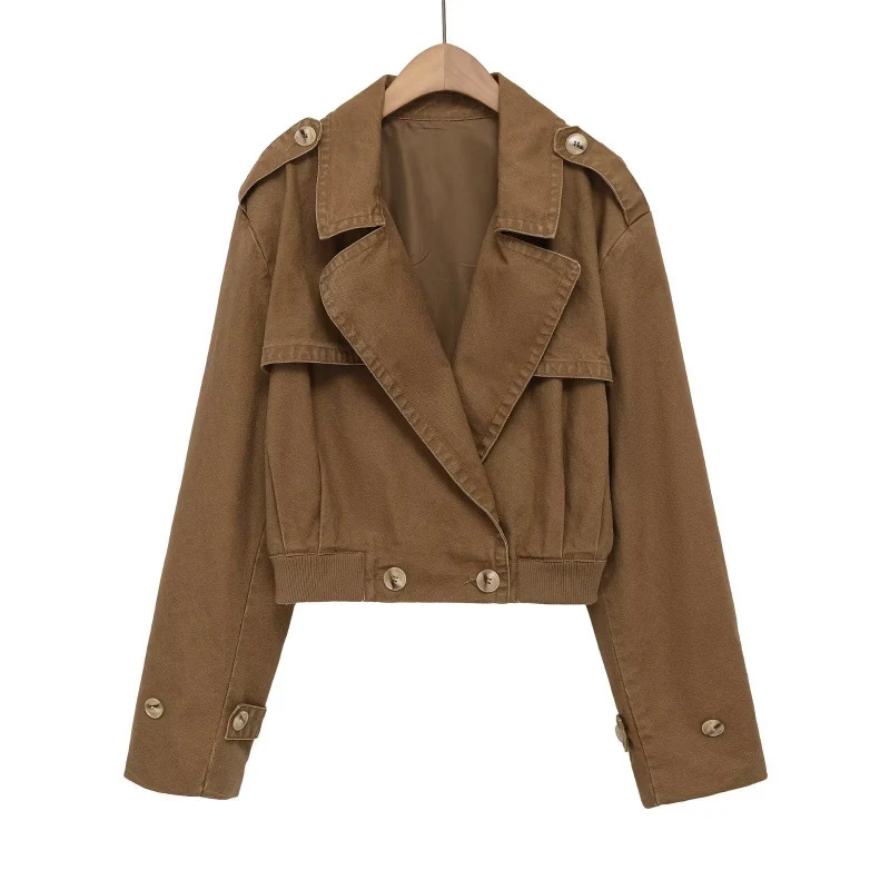 Damen Kurz geschnittene Utility-Jacke im Field-Stil mit weitem Revers und tailliertem Taillenbund Nord Taschen