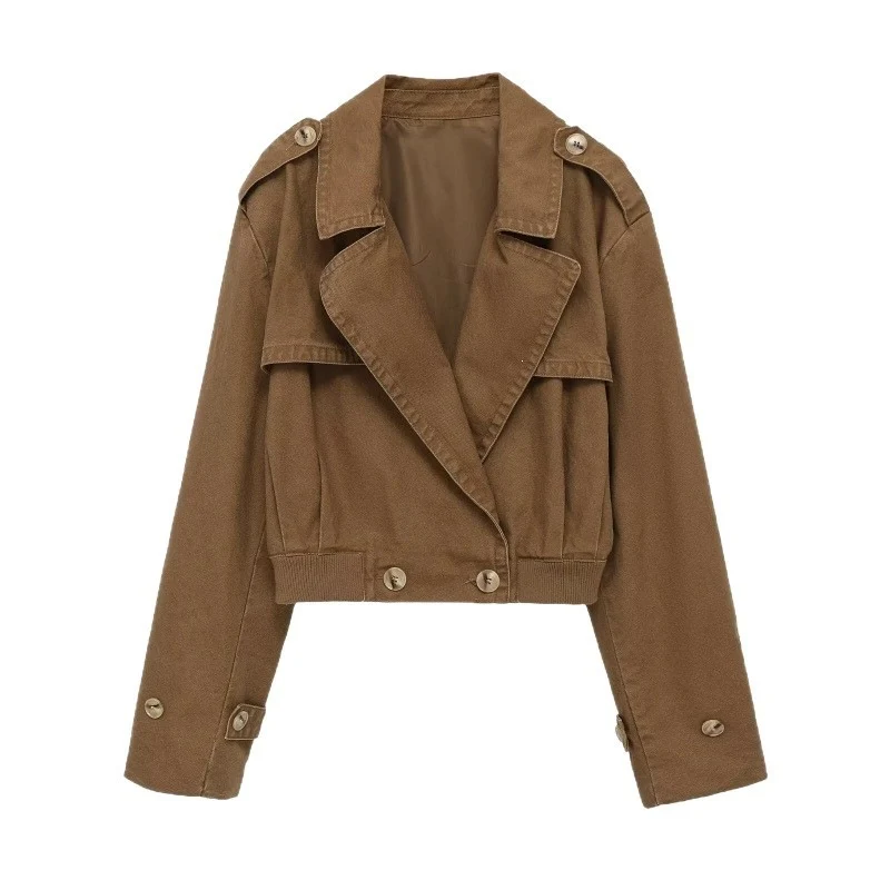 Damen Kurz geschnittene Utility-Jacke im Field-Stil mit weitem Revers und tailliertem Taillenbund Nord Taschen