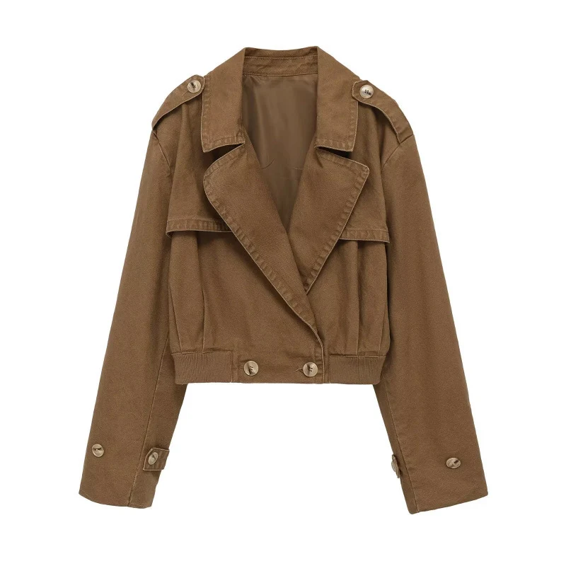Damen Kurz geschnittene Utility-Jacke im Field-Stil mit weitem Revers und tailliertem Taillenbund Nord Taschen