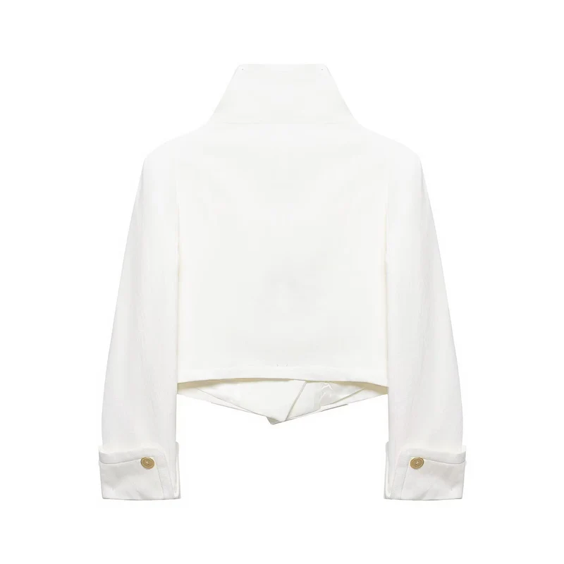Damen Cropped-Blazer mit hohem Stehkragen, doppelreihiger Knopfleiste und Ziermanschetten Nord Taschen