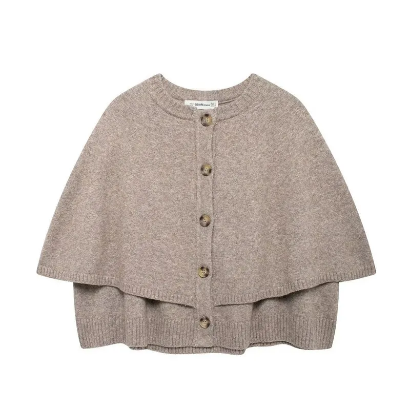 Damen Cape-Cardigan mit Knopfleiste und zweilagigem Umhang Nord Taschen