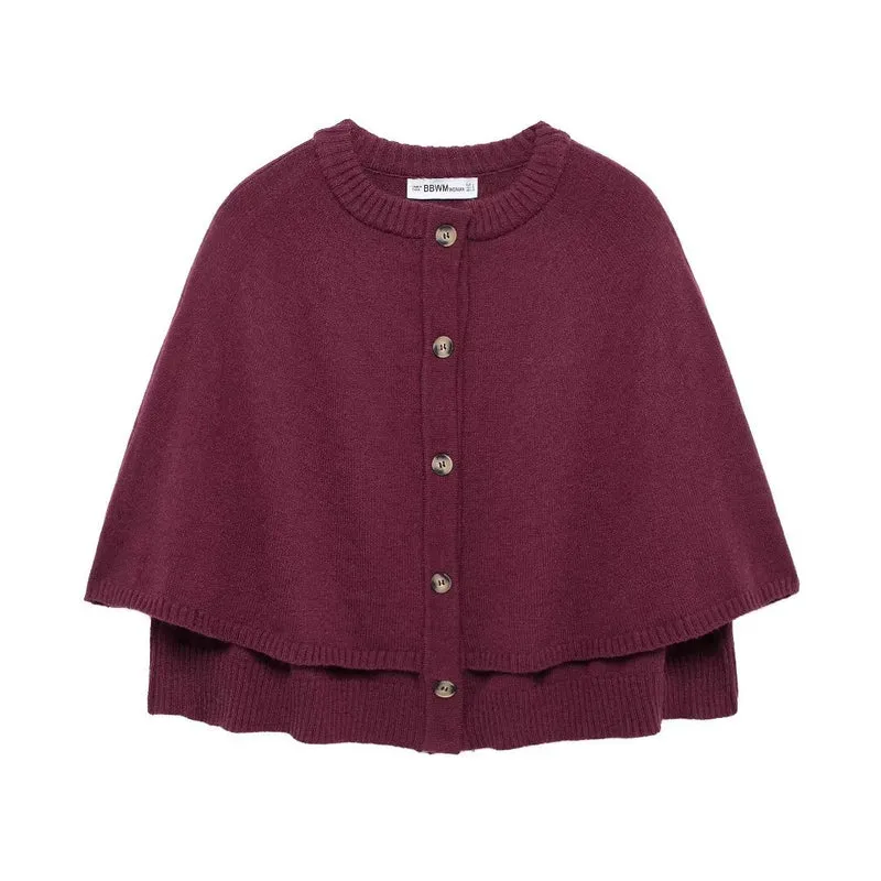 Damen Cape-Cardigan mit Knopfleiste und zweilagigem Umhang Nord Taschen