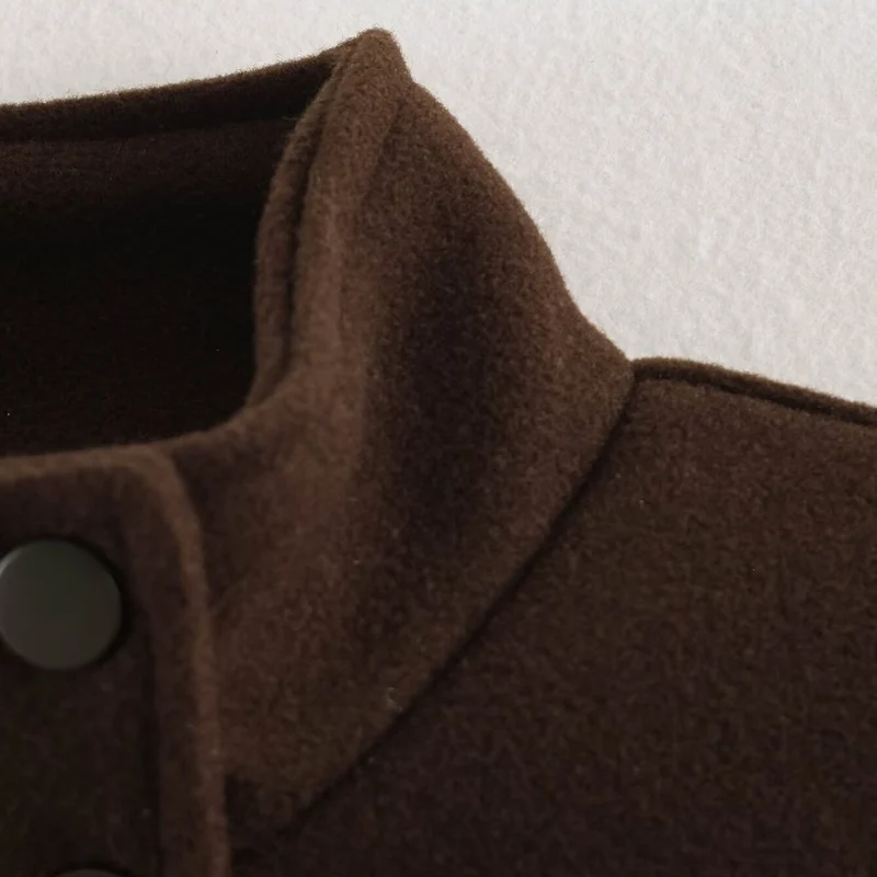 Damen Boxy Wollmix‑Blousonjacke mit Stehkragen, großen Pattentaschen und elastischem Saum Nord Taschen