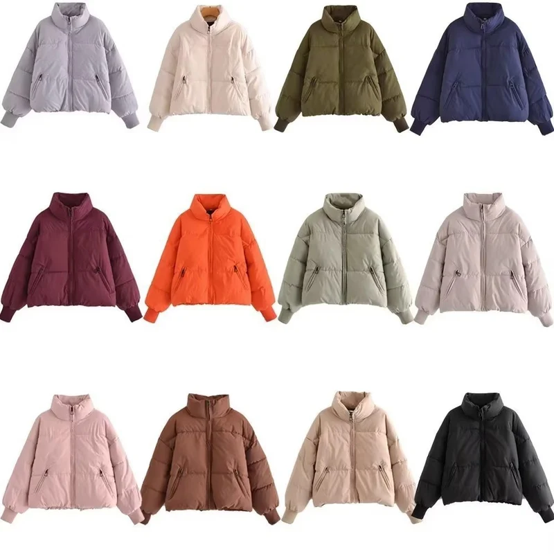 Damen Kurzer Stepp‑Puffer mit hohem Stehkragen und gerippten Bündchen Nord Taschen