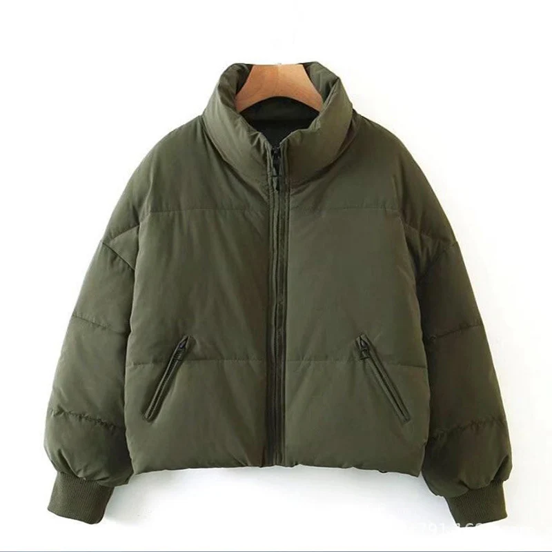 Damen Kurzer Stepp‑Puffer mit hohem Stehkragen und gerippten Bündchen Nord Taschen