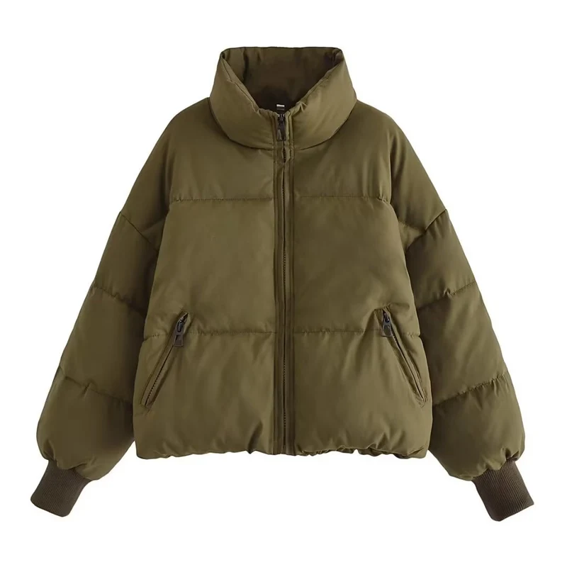 Damen Kurzer Stepp‑Puffer mit hohem Stehkragen und gerippten Bündchen Nord Taschen