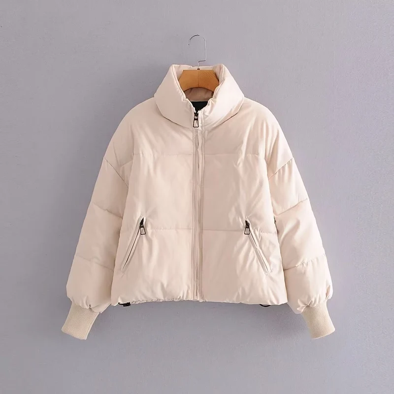 Damen Kurzer Stepp‑Puffer mit hohem Stehkragen und gerippten Bündchen Nord Taschen