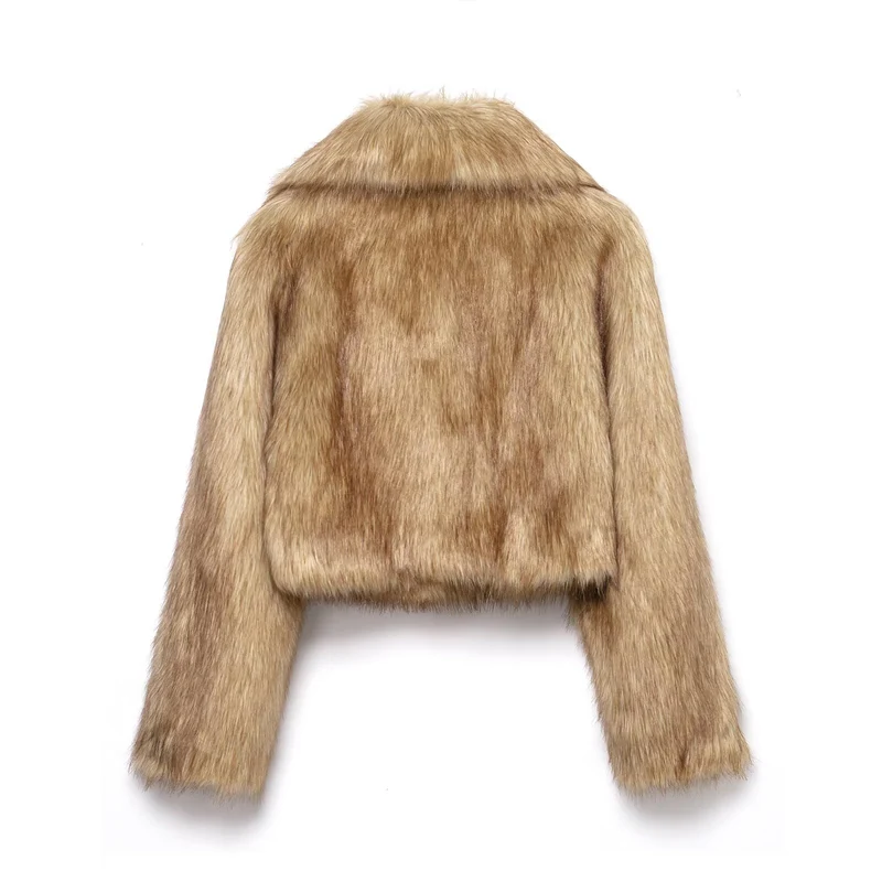 Damen Kurzer Oversized Kunstfell-Bolero mit breitem Schalkragen Nord Taschen