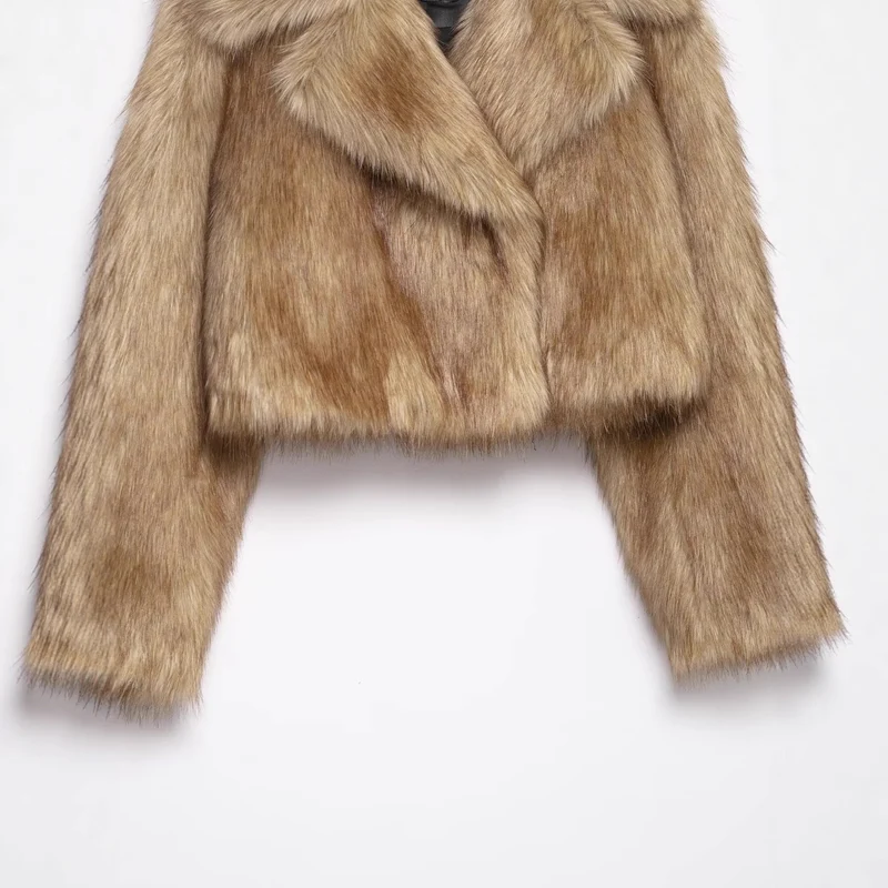 Damen Kurzer Oversized Kunstfell-Bolero mit breitem Schalkragen Nord Taschen