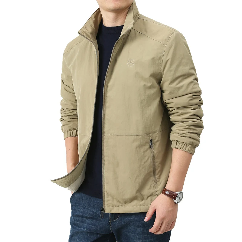 Herren Leichte Windjacke mit Stehkragen, Zwei Reißverschlusstaschen und elastischen Bündchen Nord Taschen