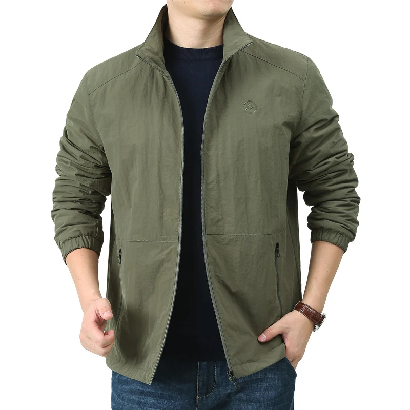 Herren Leichte Windjacke mit Stehkragen, Zwei Reißverschlusstaschen und elastischen Bündchen Nord Taschen