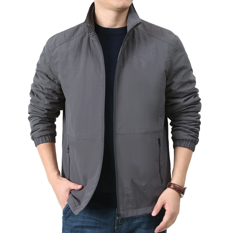 Herren Leichte Windjacke mit Stehkragen, Zwei Reißverschlusstaschen und elastischen Bündchen Nord Taschen